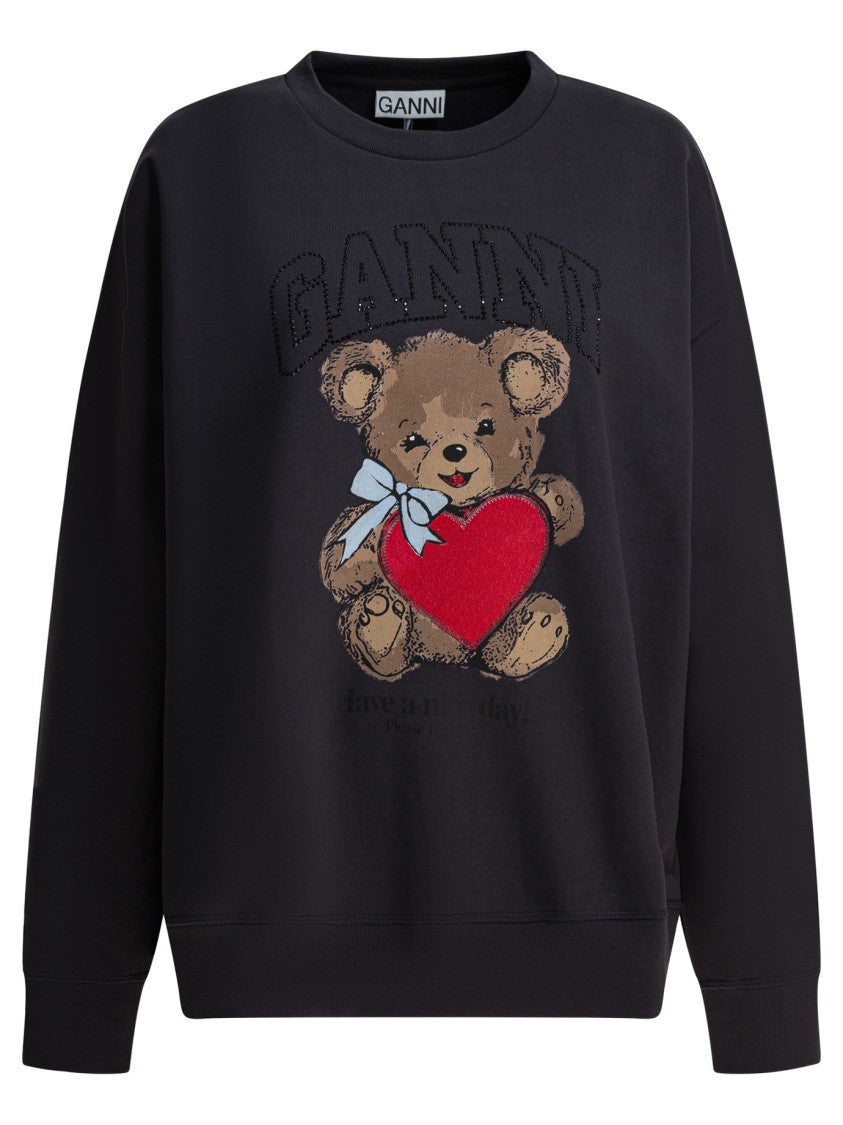 Ganni "Bear" Embellished Crewneck Sweatshirt