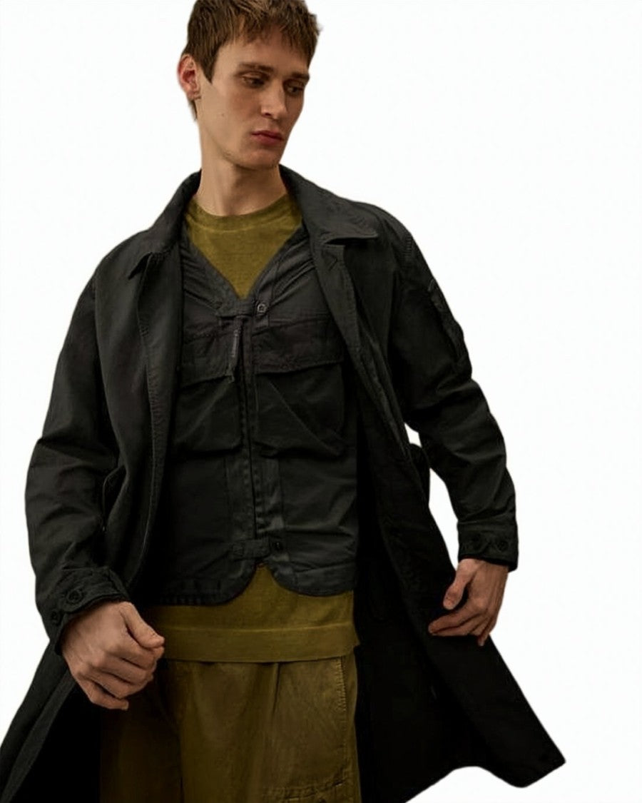 C.P. Company Black Long Silhouette Lightweight Polyamide Jacket
