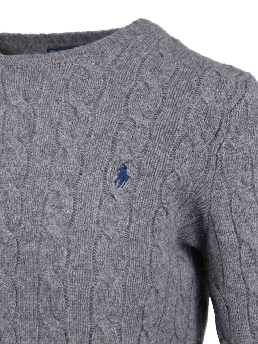 Polo Ralph Lauren Cable-Knit Logo Sweater – Grey