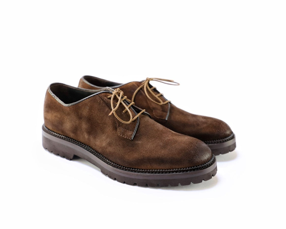 Ton Gout Tobacco Suede Derby Shoes With Extralight Rubber Sole