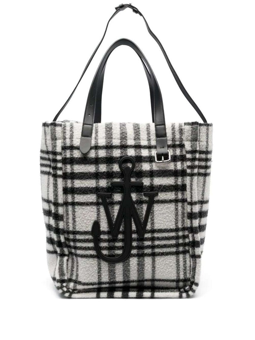 J. W. Anderson Belt Plaid-Check Virgin-Wool Tote Bag