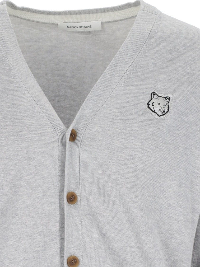 Maison Kitsuné Classic V-Neck Knit Cardigan With Embroidered Emblem