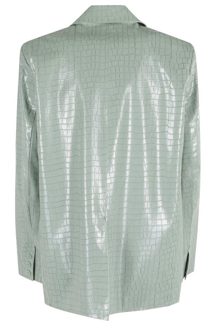 Isabelle Blanche Jade Croc-Pattern Blazer With Lapel Neckline