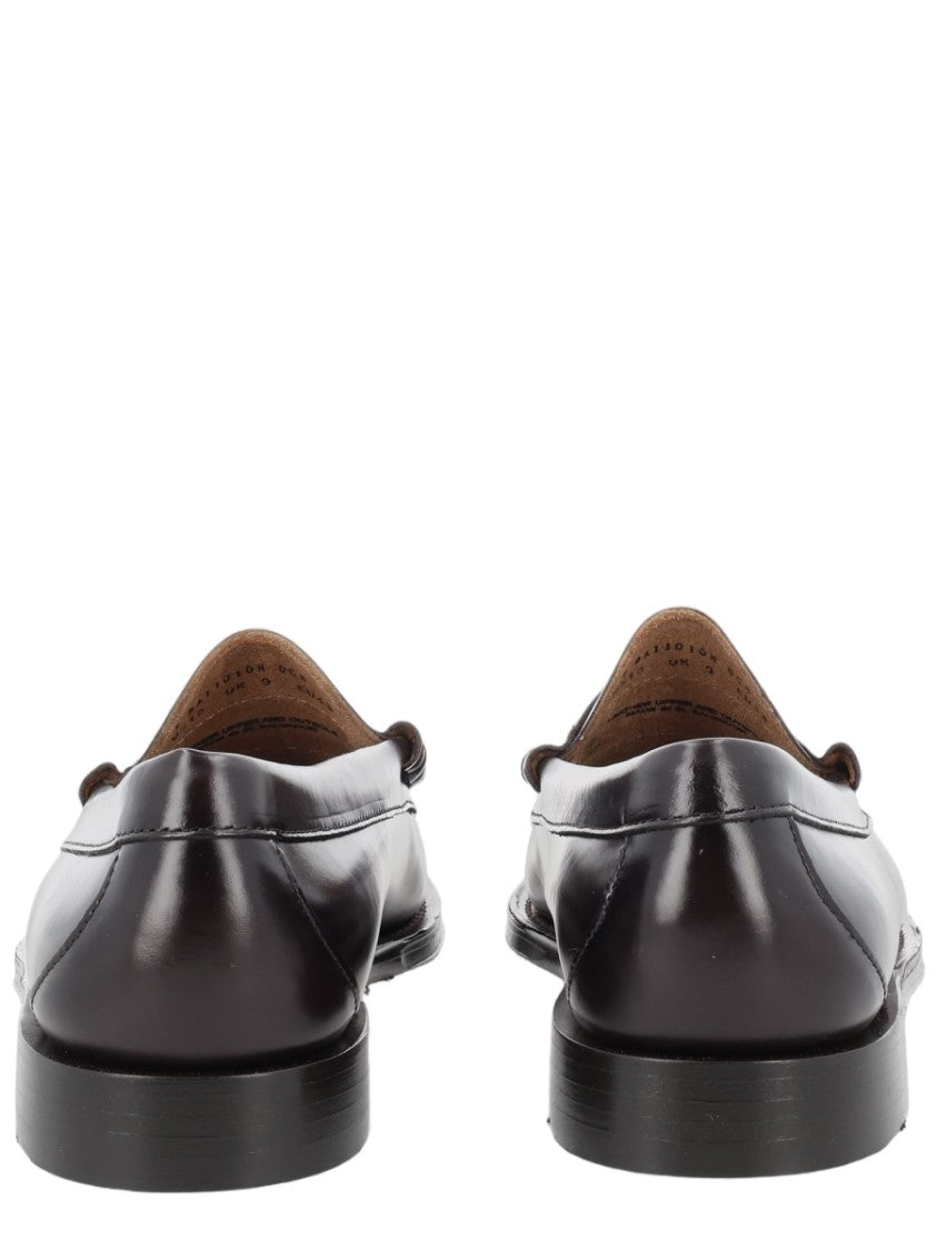 G.H. Bass Brown Leather Moccasin Loafers With Hand-Stitched Detailing