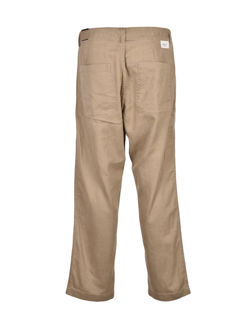 Replay Taupe Hemp-Blend Pants