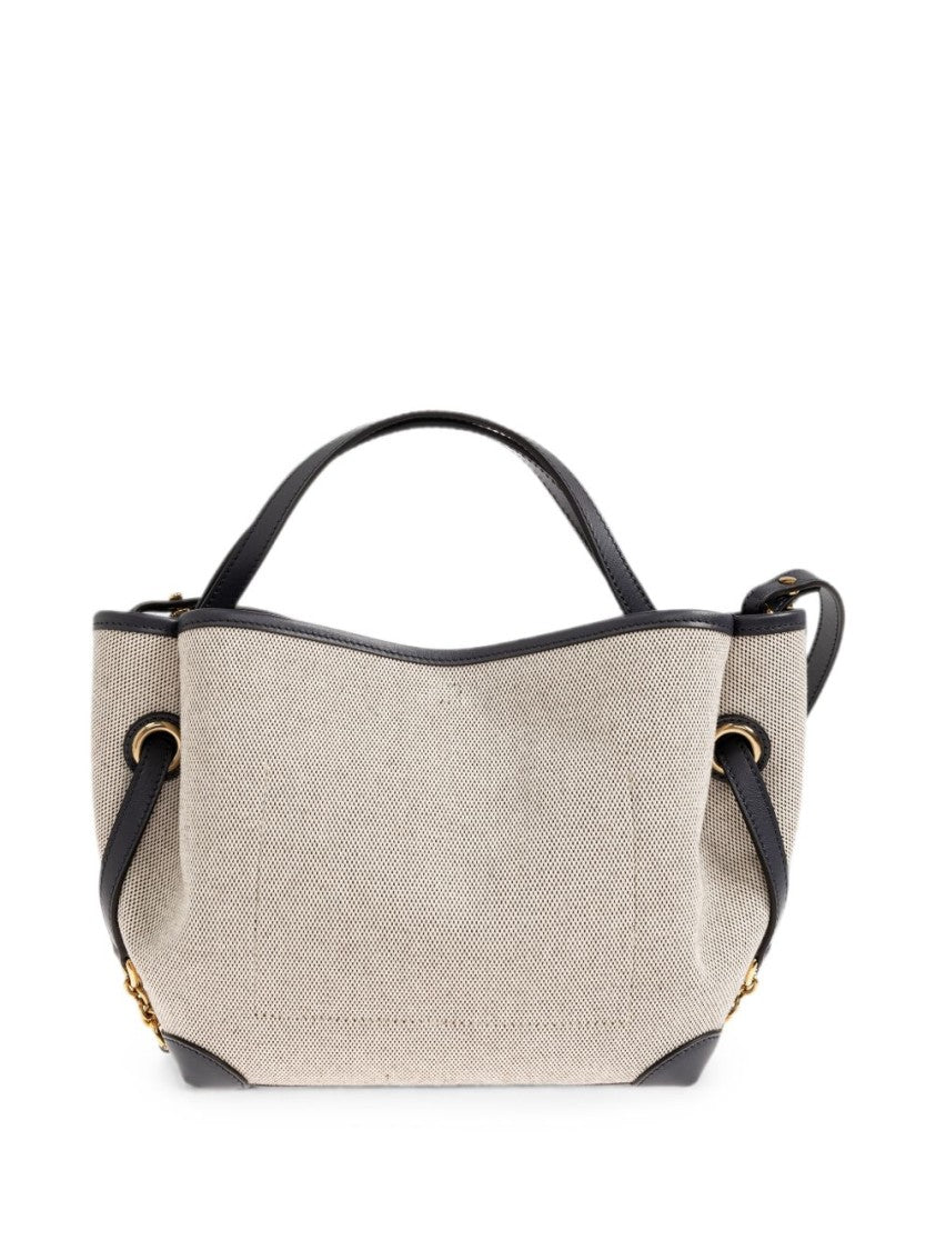 Chloé Textured Leather Accent Cotton Tote Bag