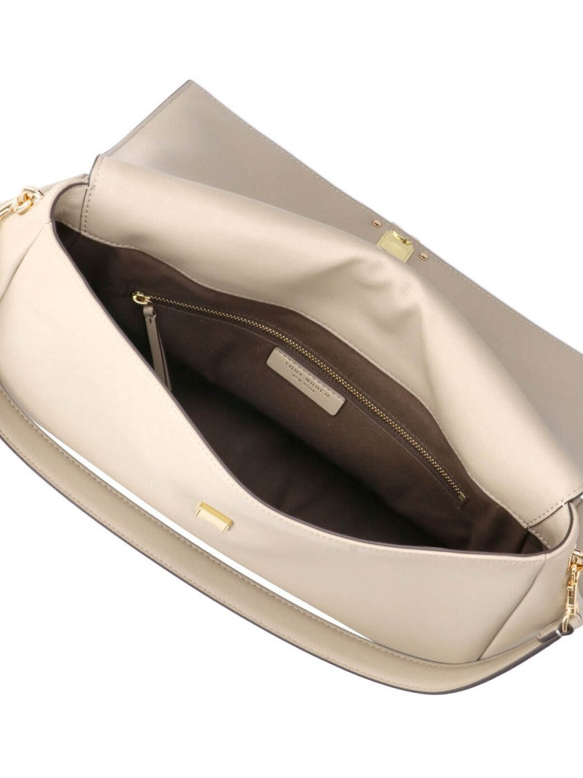 Tory Burch Grey Charlie Large Leather Shoulder Bag