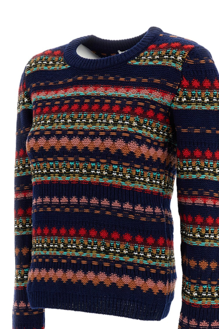 Dries Van Noten Multicolor Jacquard Geometric Wool Sweater