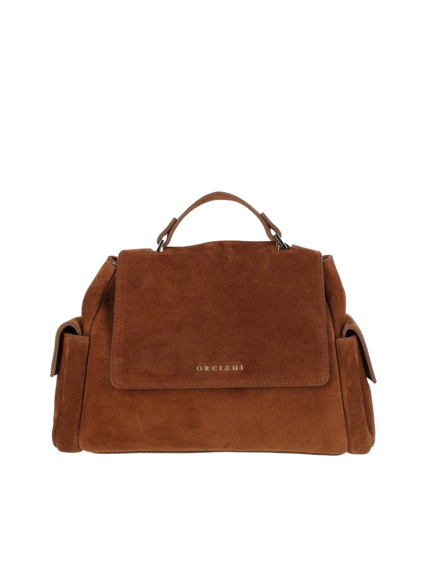 Claudio Orciani Sveva Cargo S Peach + Gold Suede Handbag