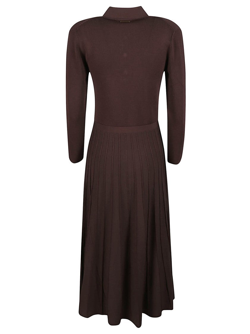 Michael Kors Polo Neck Pleated Flap Pocket Recycled Viscose-Blend Midi Dress