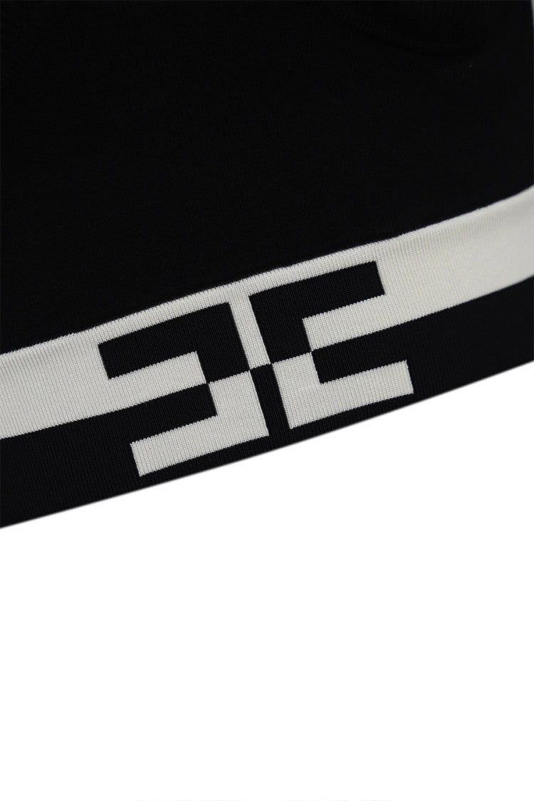 Elisabetta Franchi Fitted Multicolor V-Neck Sweater With Contrasting Waist Band