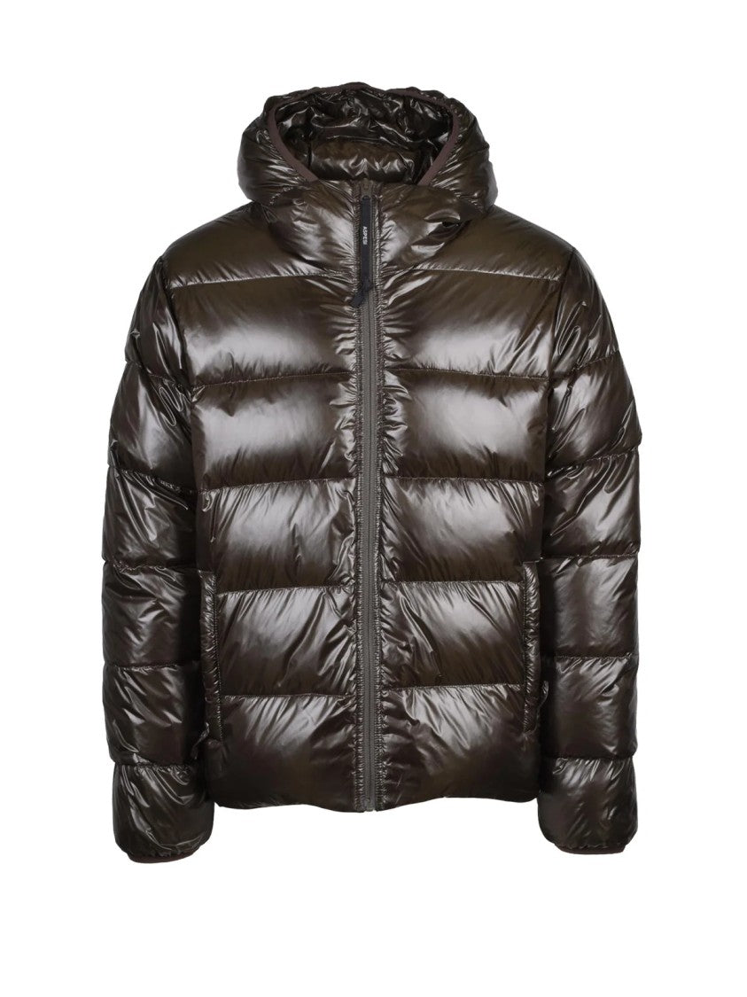 Aspesi Green Glossy Quilted Down Polyamide Jacket