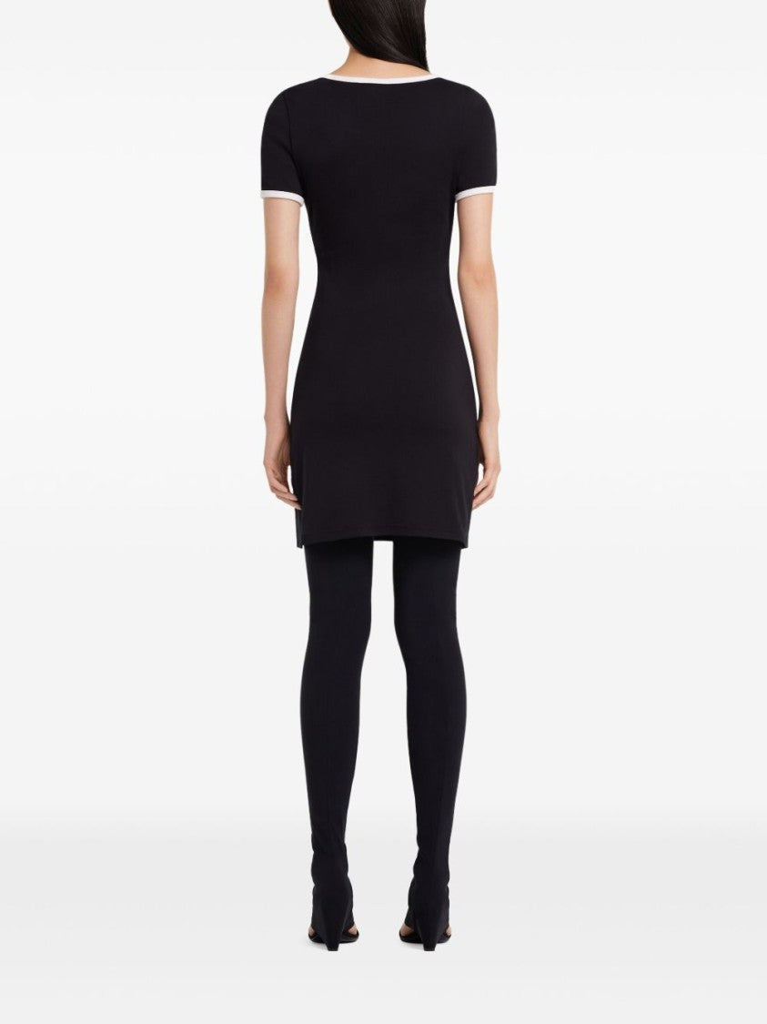 Courrèges Classic Black Dress With Embroidered Logo