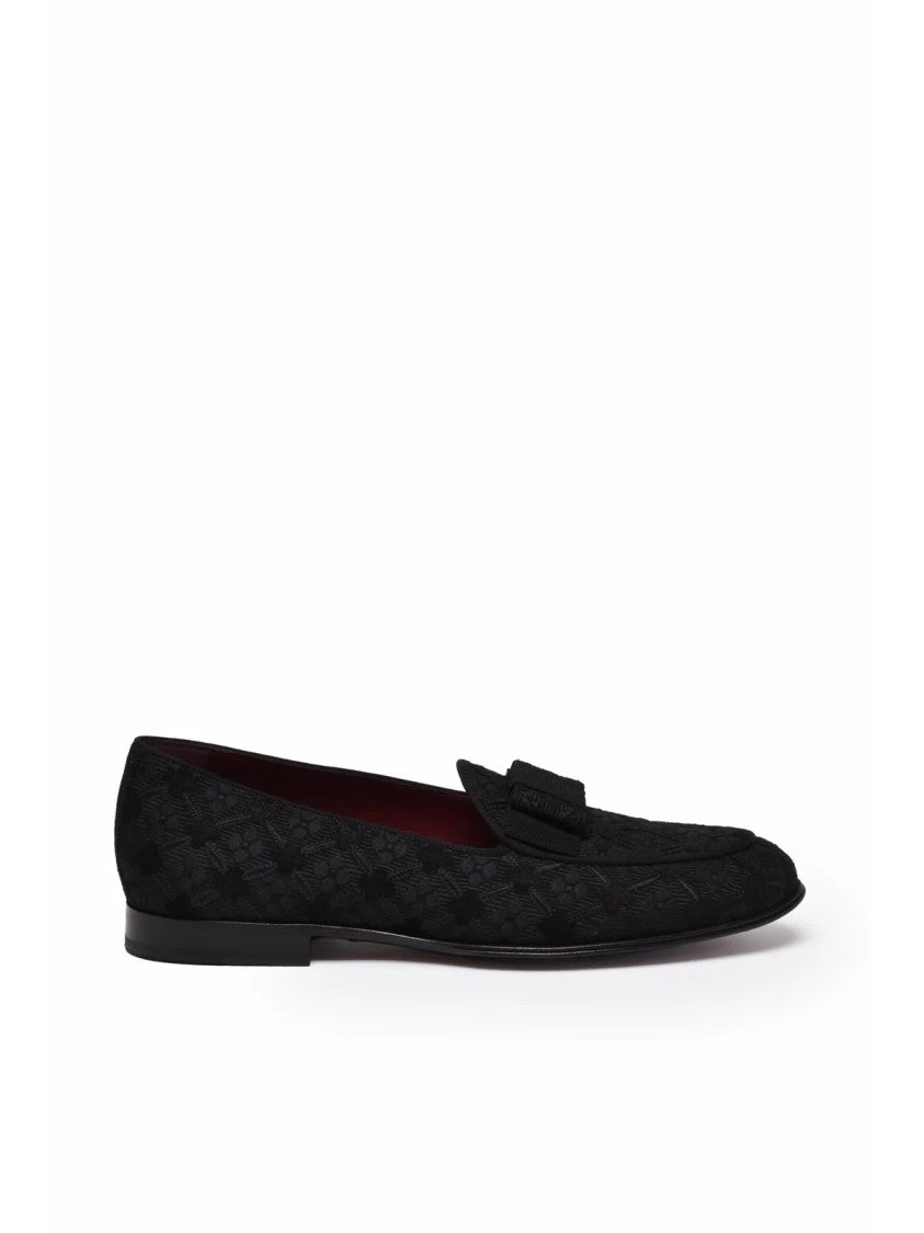 Dolce & Gabbana Black Brocade Decorative Strap Loafers