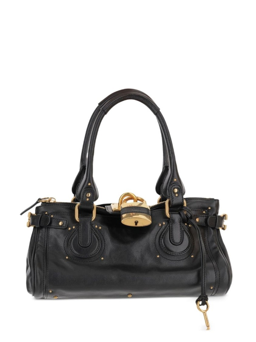 Chloé Black Grained Buffalo Leather Paddington Bag