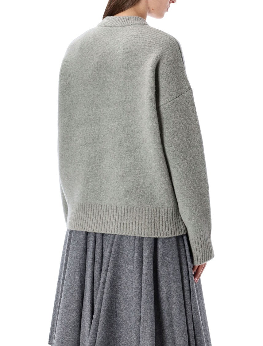 Ami Crew Neck White Heart Sweater