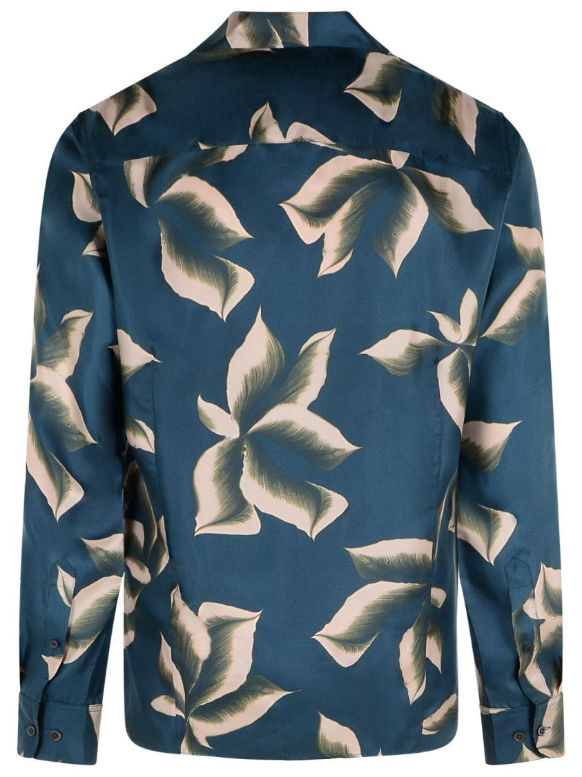 Dries Van Noten Carvies Navy Silk Shirt
