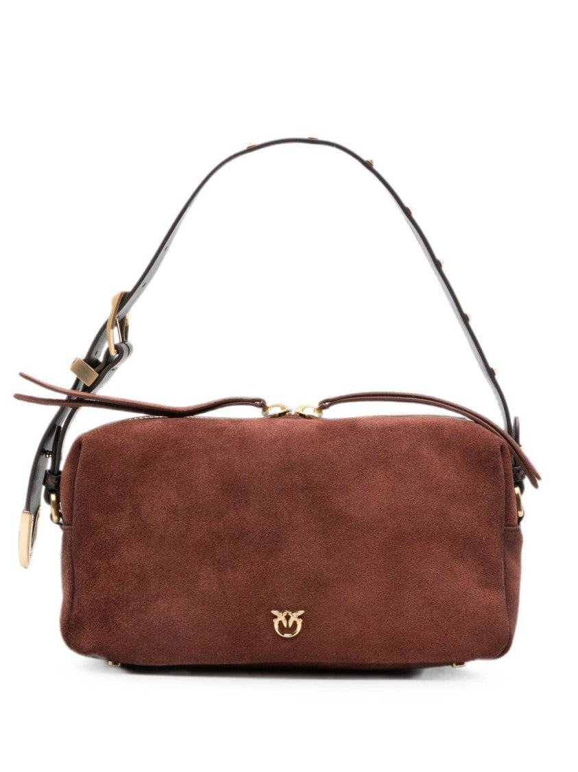 Pinko Brown Suede Shoulder Bag