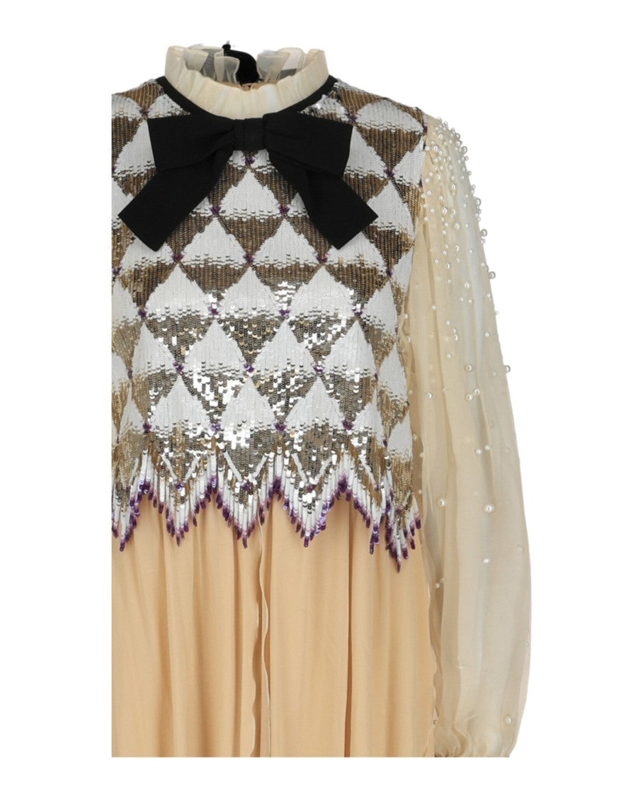 Valentino Sequin Chiffon Maxi Dress