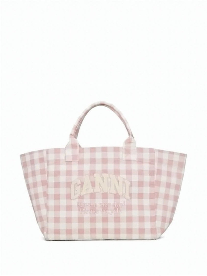 Ganni Gingham Check Structured Shoulder Bag