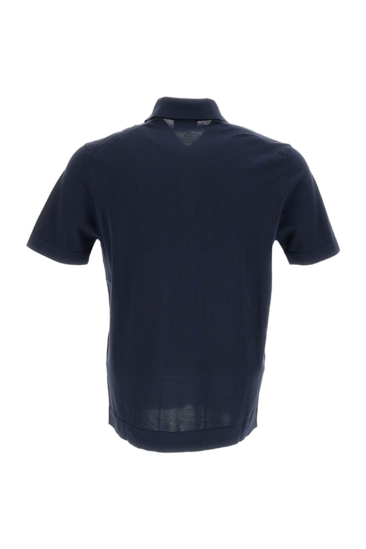 Drumohr Blue Cotton Short-Sleeved Polo Shirt