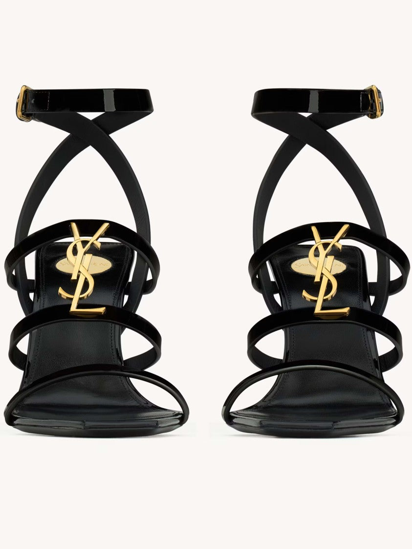 Saint Laurent Black Cassandra High-Heeled Patent Sandals