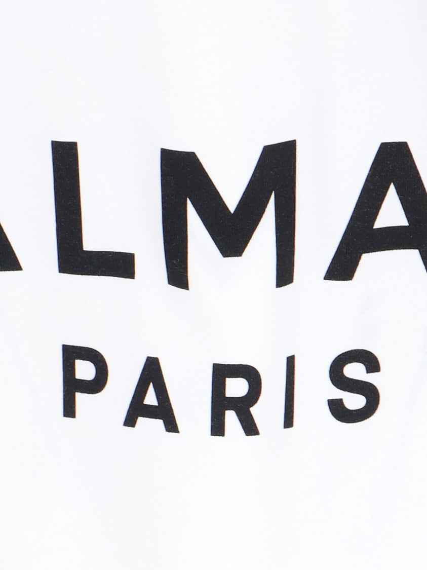 Balmain Crop Logo T-Shirt – White