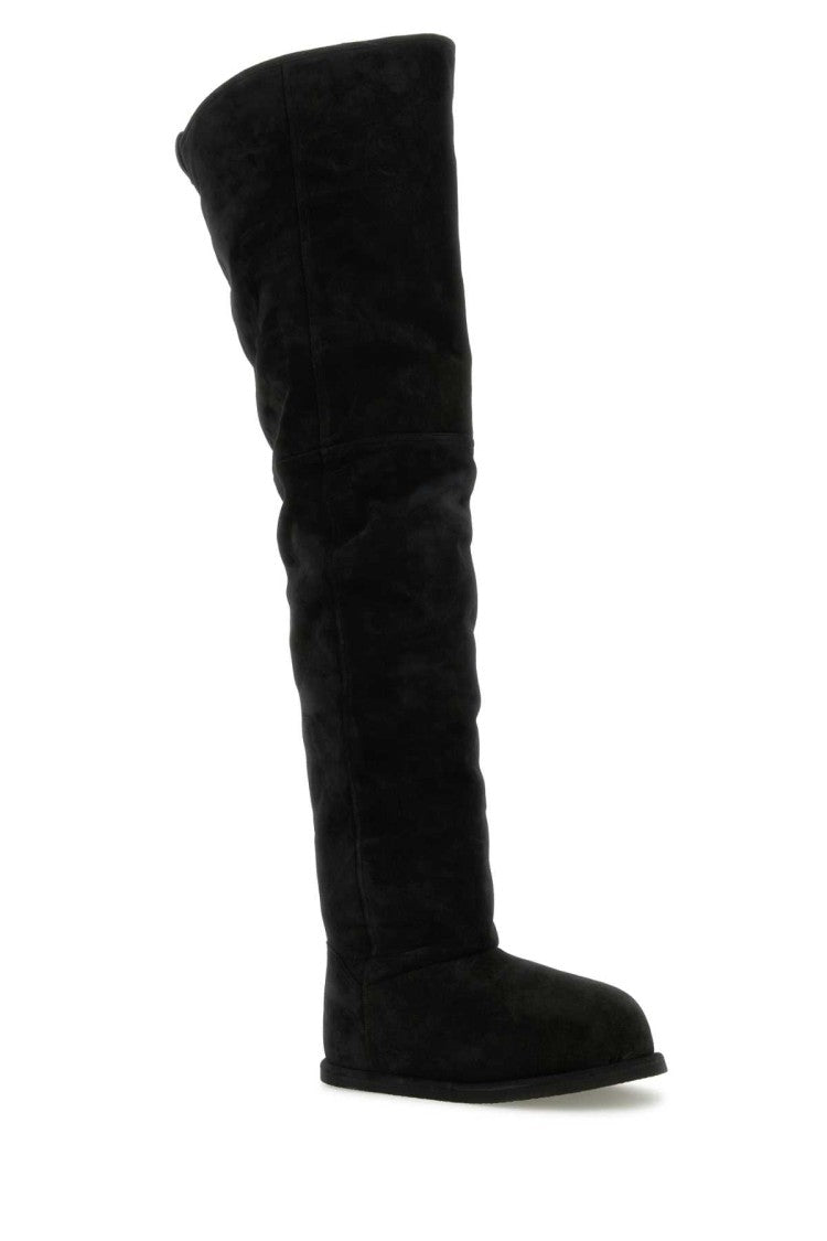 Amina Muaddi Black Suede Heidi Over-The-Knee Boots