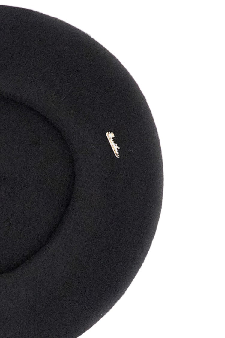 Borsalino Black Pom Pom Wool Beret