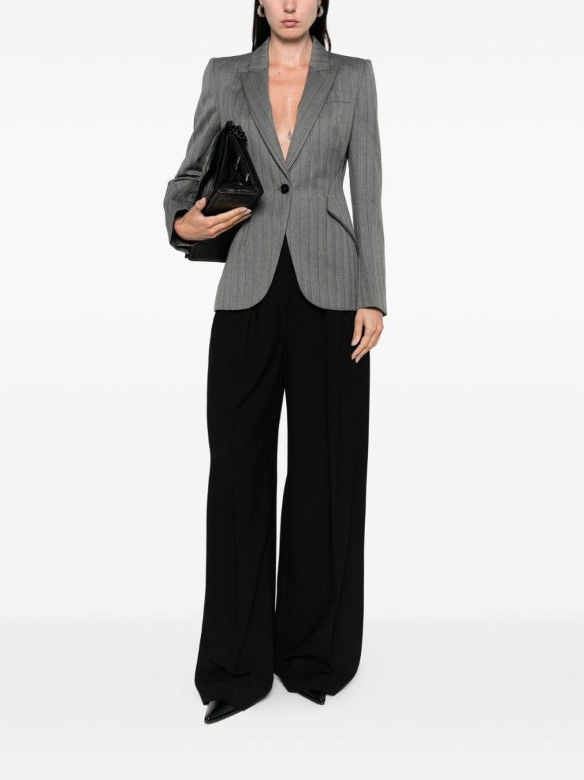 Alexander Mcqueen Tailored Grey Blazer With Notched Lapel