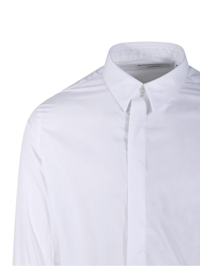 Lardini Classic White Long-Sleeve Shirt With Structured Collar And Tailored Fit