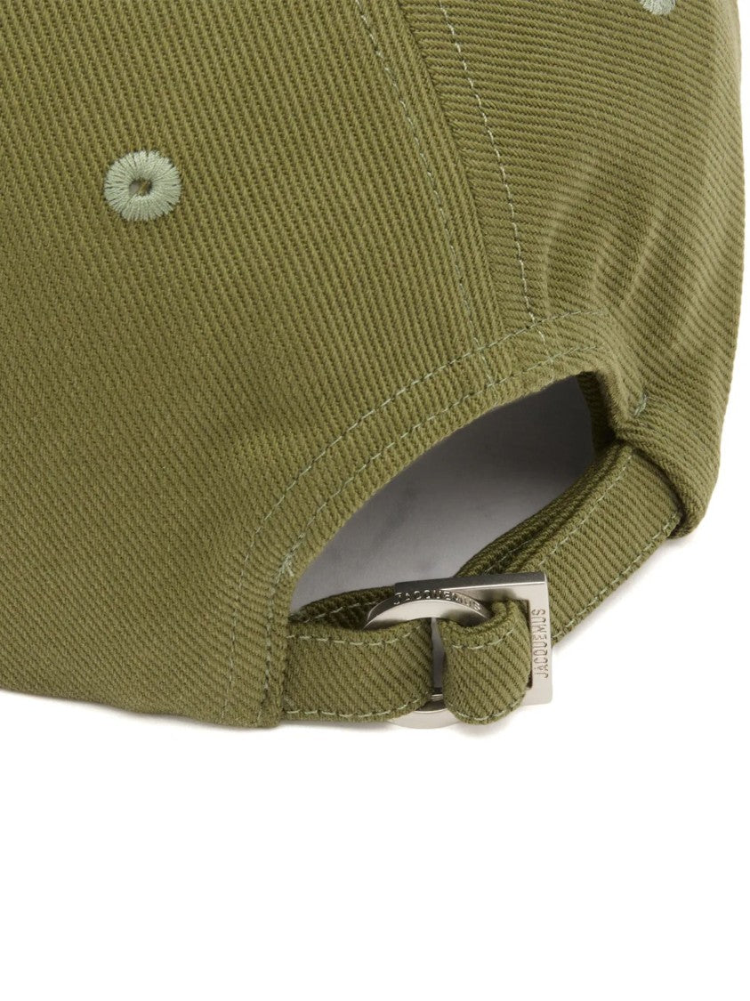 Jacquemus Olive Green Cotton Logo Bucket Hat