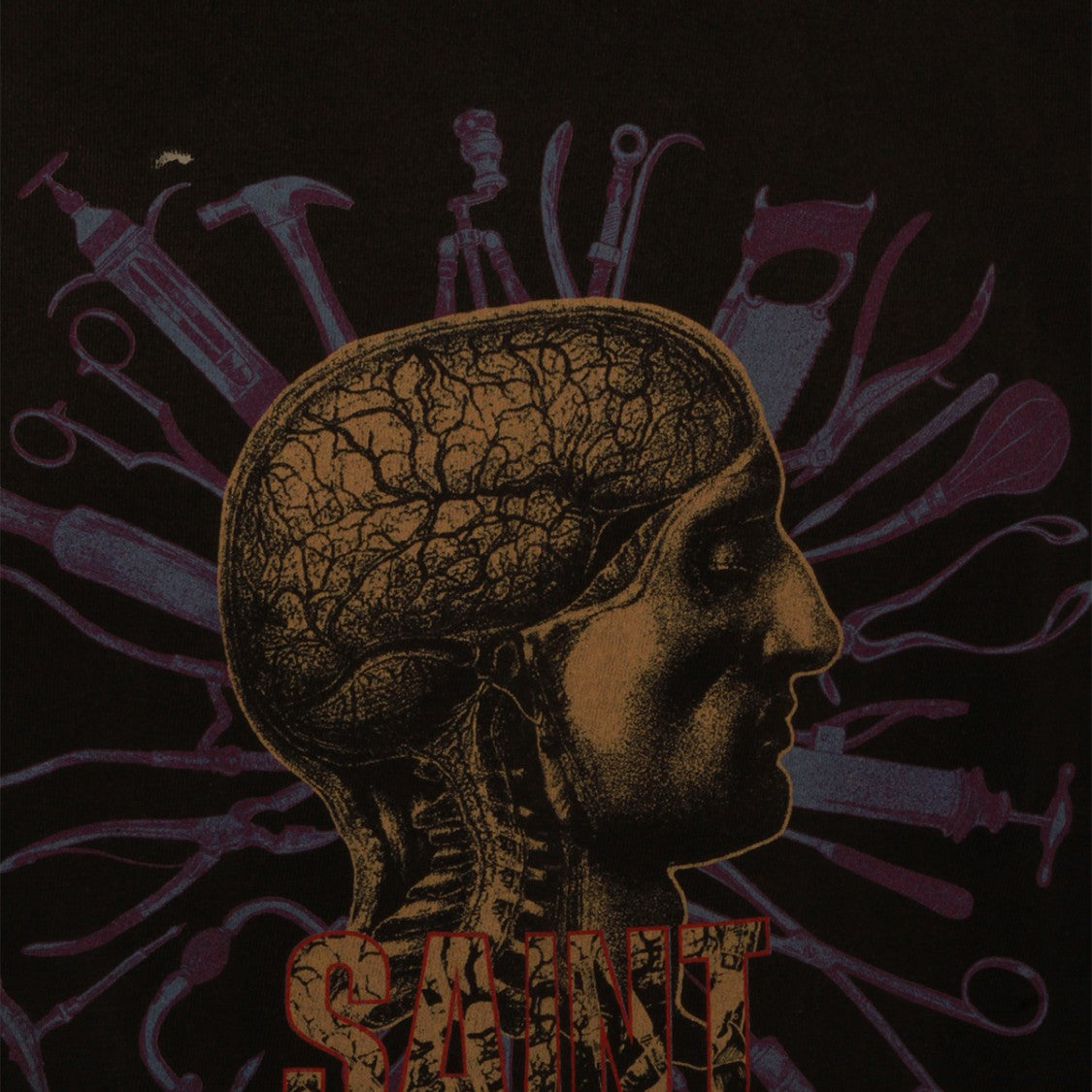 Saint Mxxxxxx Long-Sleeve Black T-Shirt With Anatomical Graphics