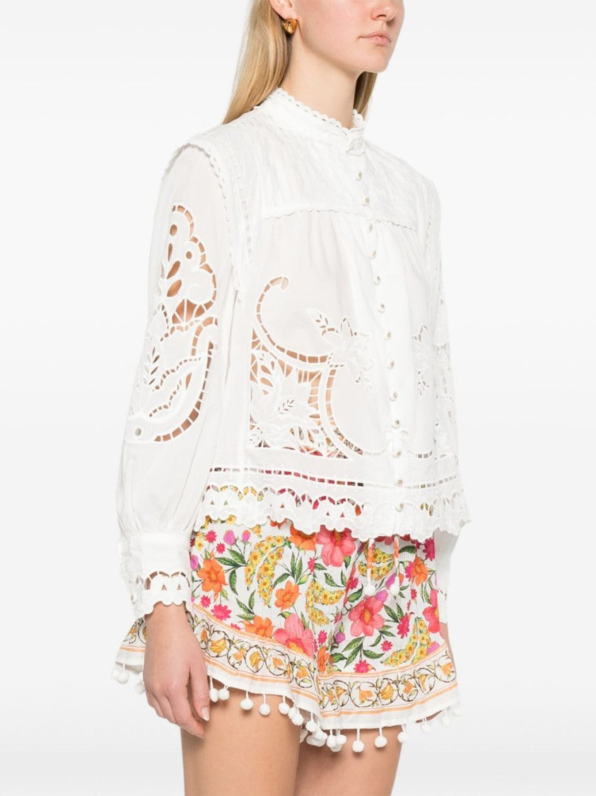 Farm Rio White Richelieu Embroidery Cotton Blouse