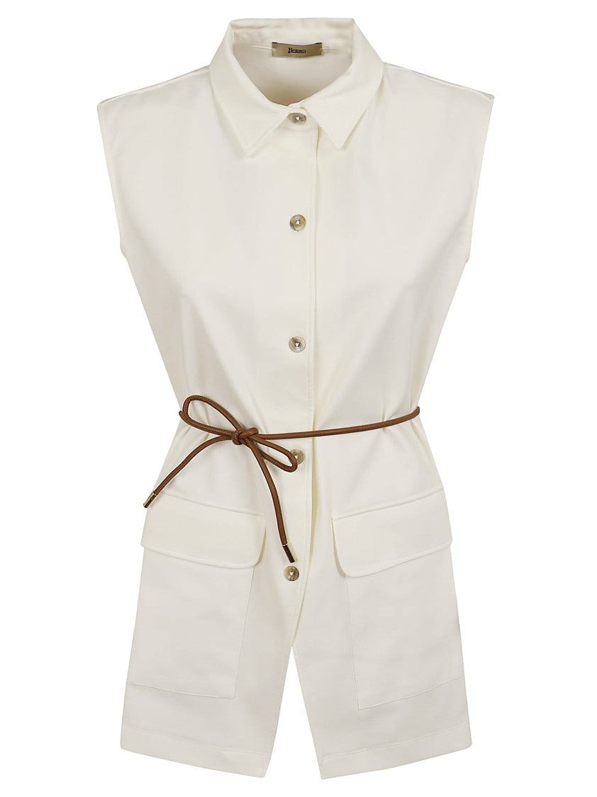 Herno Classic Sleeveless Jersey Vest With Removable Belt