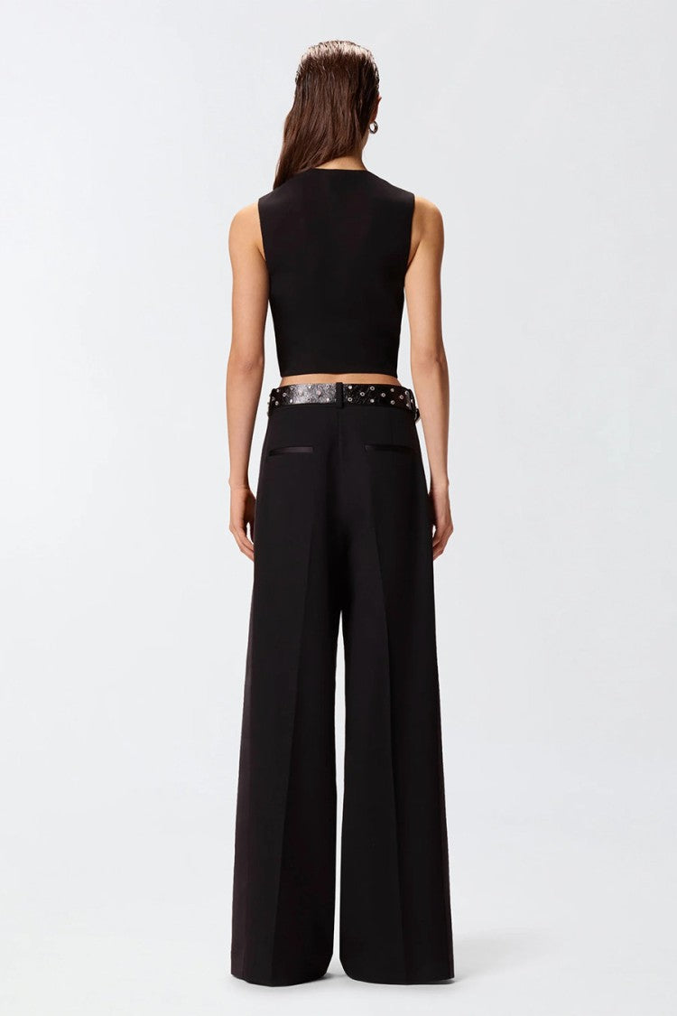 Pinko Black Crystal-Embellished Button Viscose-Blend Waistcoat