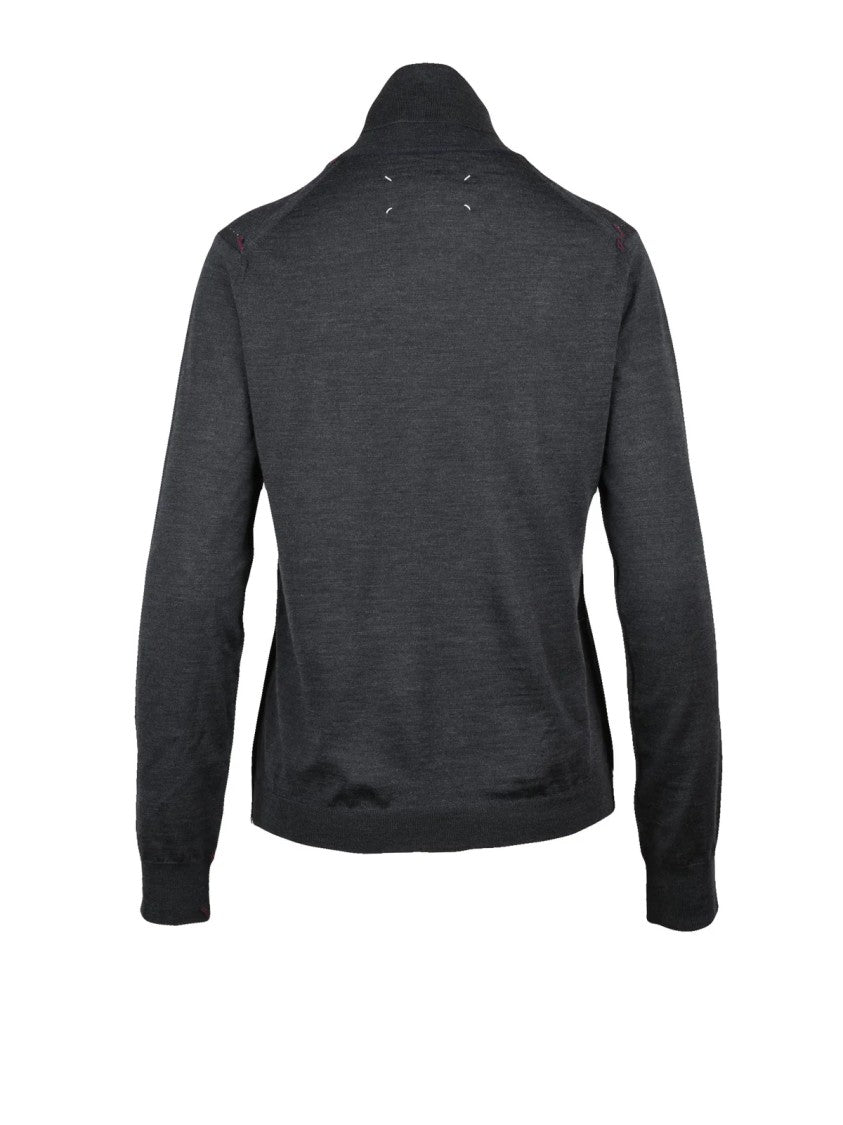 Maison Margiela Fitted Cyclist Knit Wool Sweater With Ribbed Detailing