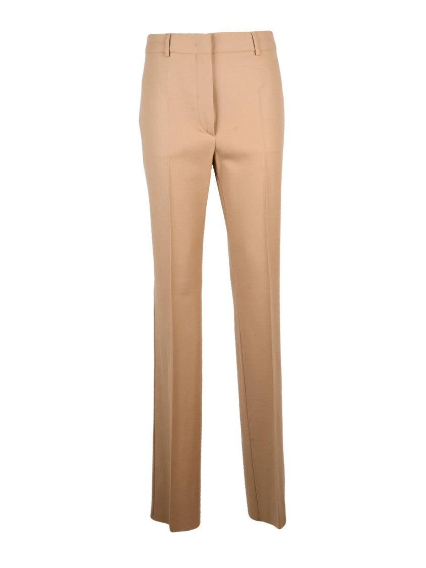 Sportmax Beige Stretch Virgin Wool Straight-Leg Pants