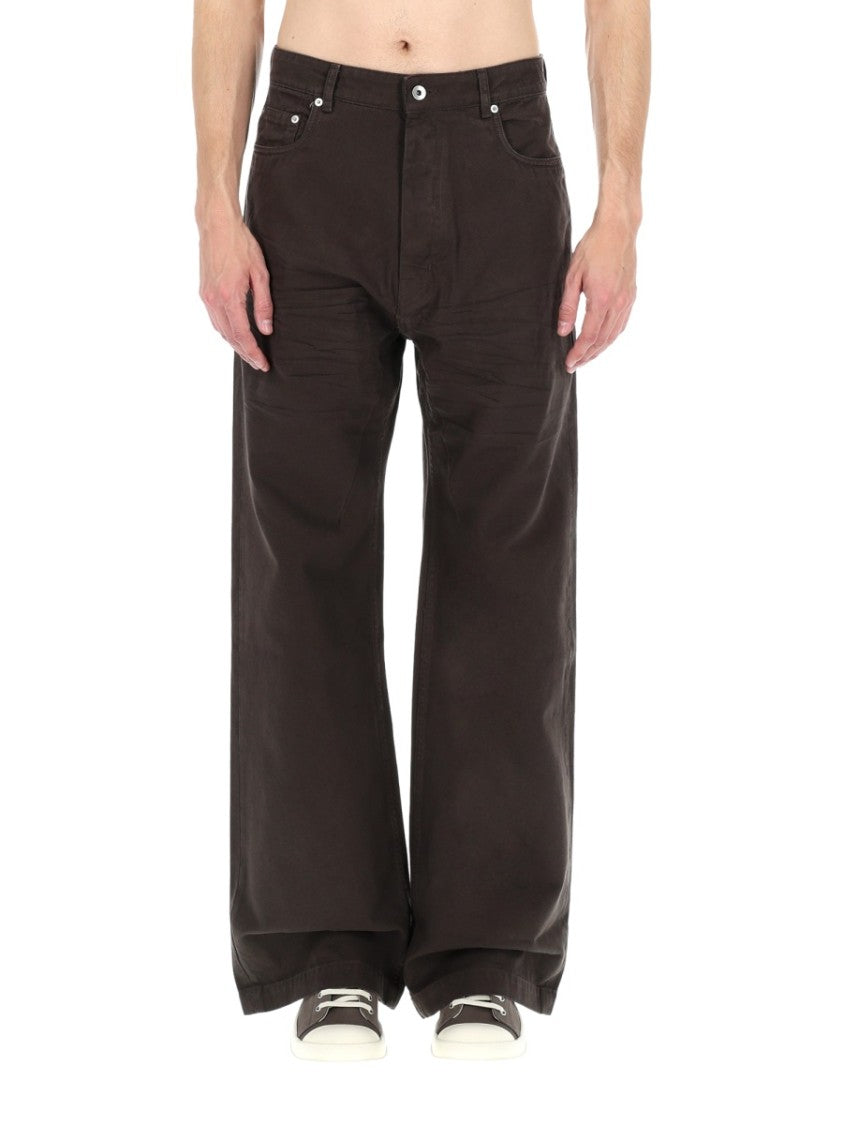 Drkshdw By Rick Owens Deep Brown Geth Wide-Leg Cotton Jeans