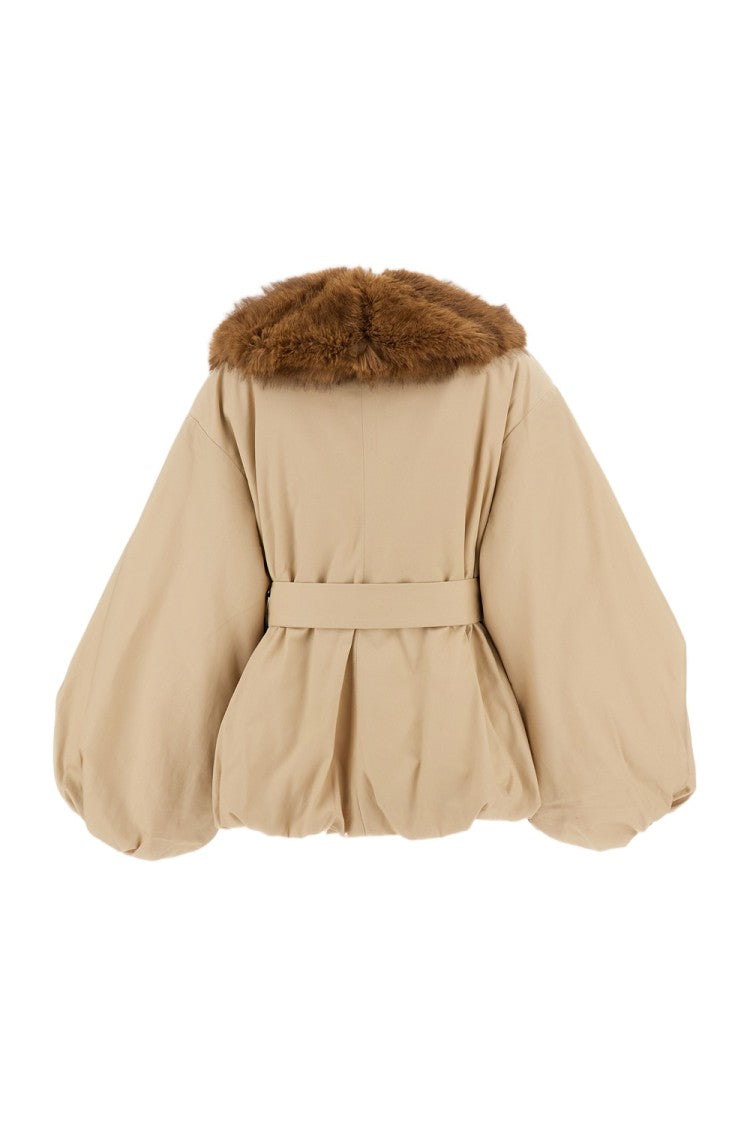 Rotate Tailored Faux-Fur Collar Peplum Jacket