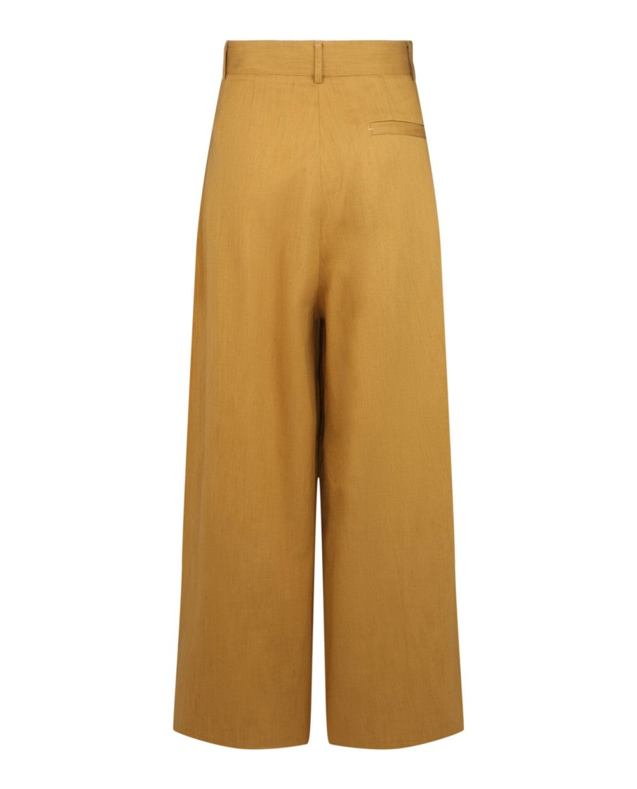 Ferragamo Pleated Wide-Leg Trousers With High Rise And Custom Tailoring