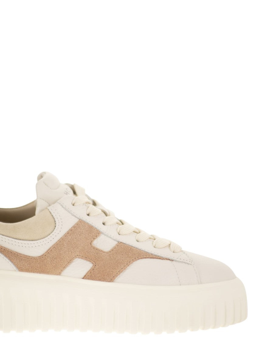 Hogan H-Stripes Leather And Suede Trainers With Extra-Light Sole