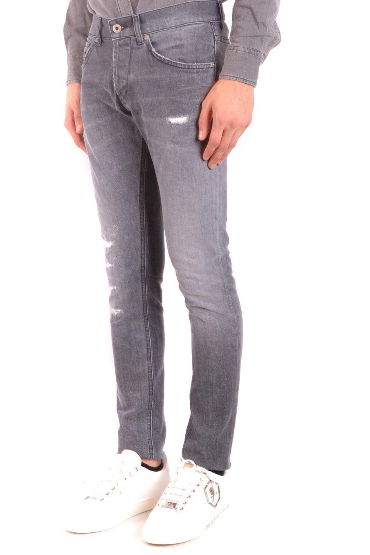 Dondup Faded Black Slim-Fit Jeans With Distressed Details