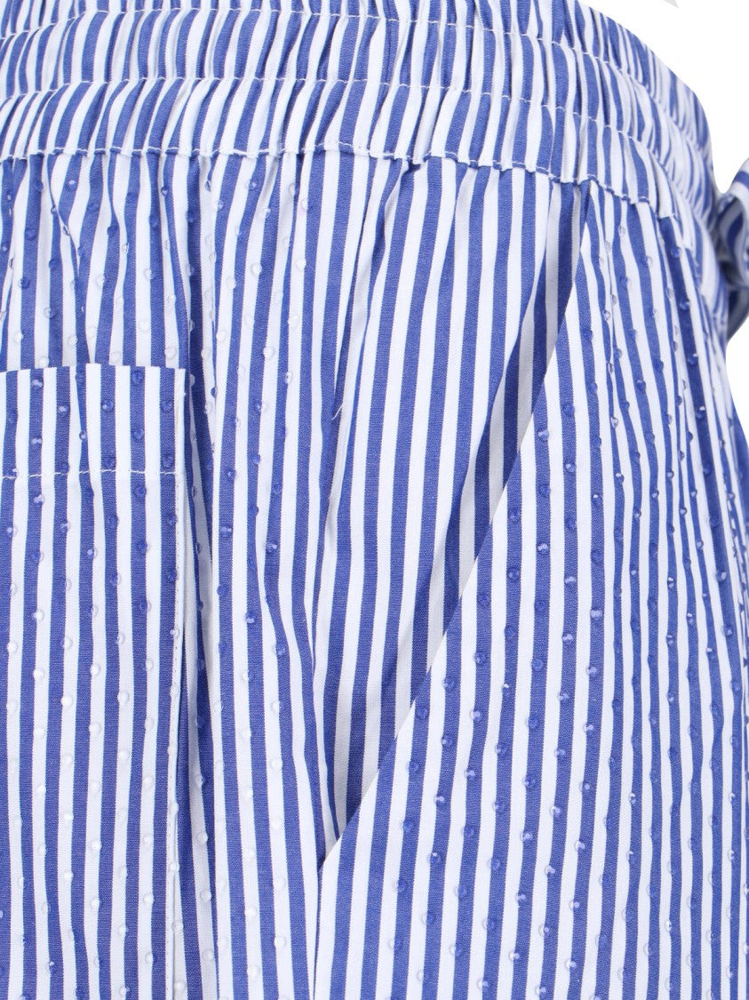 Parosh Mid-Rise Striped Cotton Pants