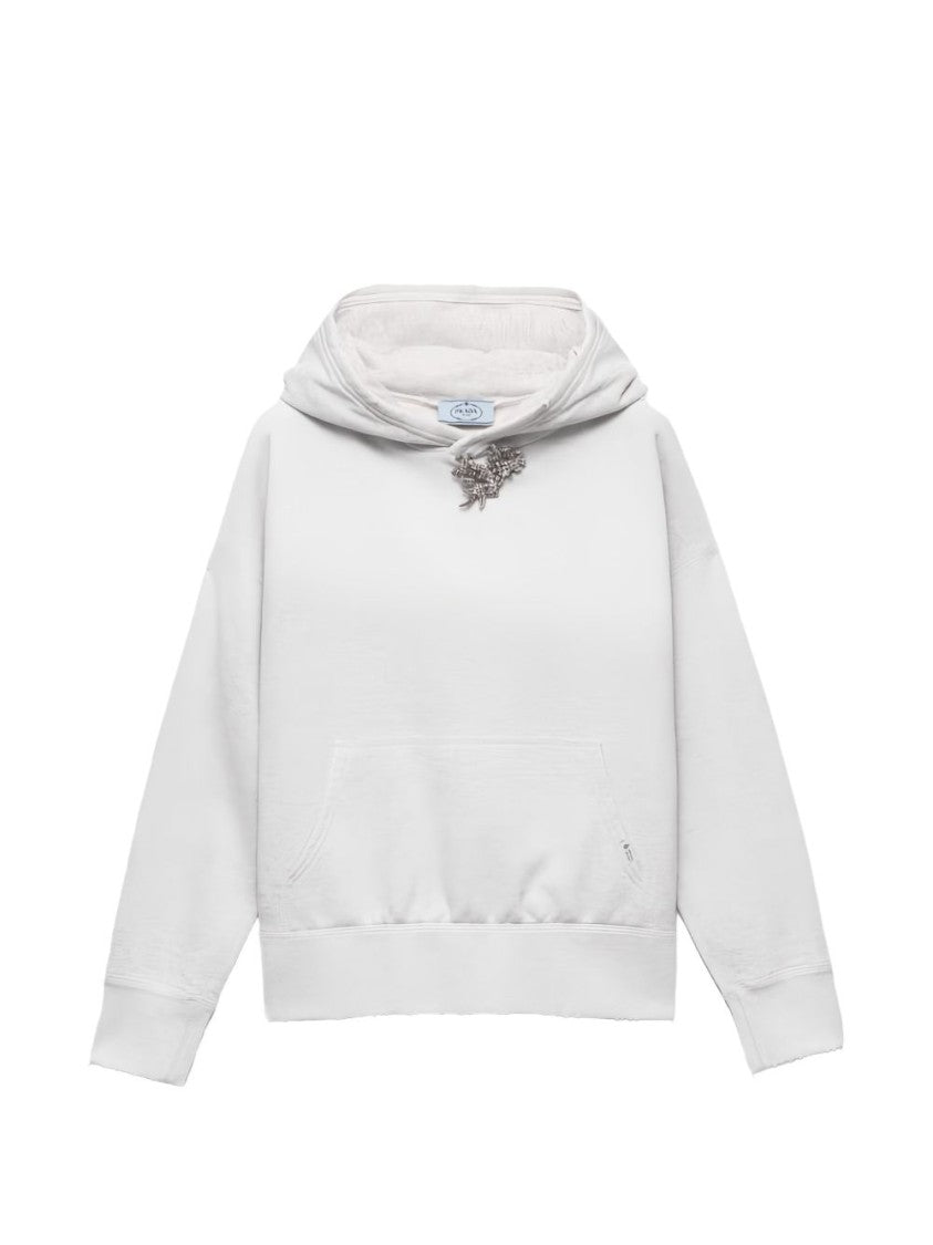Prada Metallic Embellished Relaxed Fit Hoodie