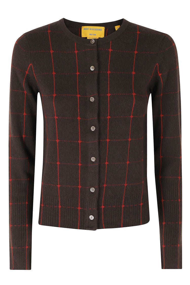Guest In Residence Brown Jane Checkered Cashmere Cardigan