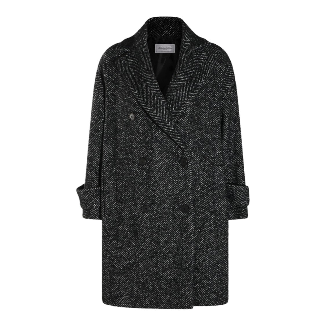 Antonelli Firenze Double-Breasted Herringbone Wide Lapel Coat
