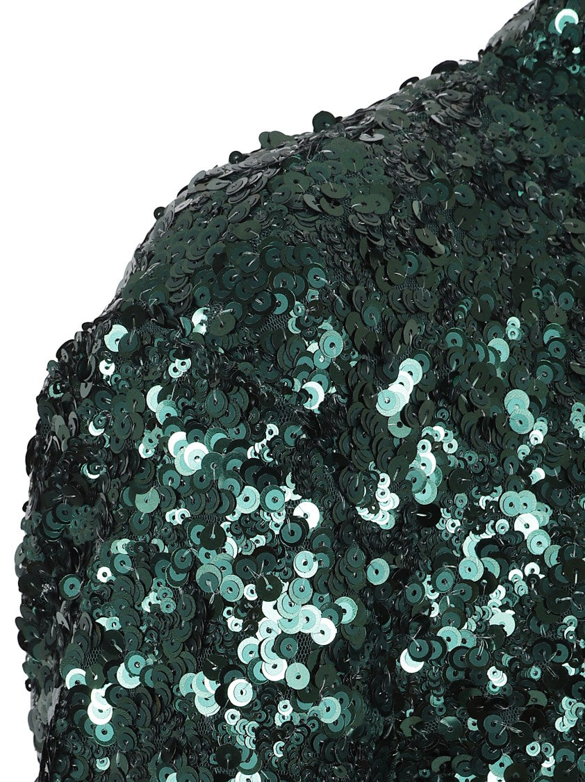Pinko Dark Green Sequined Mini Dress
