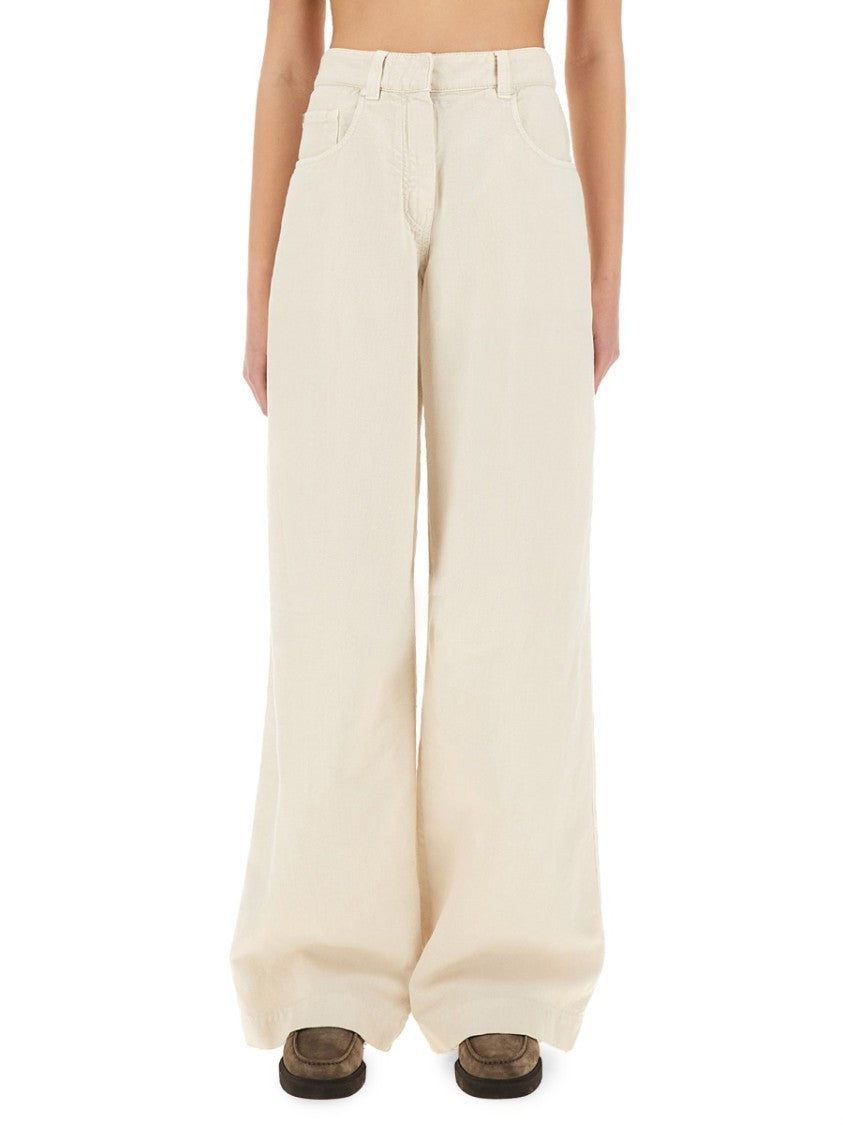 Brunello Cucinelli Wide-Fit Denim Pants With High Waist