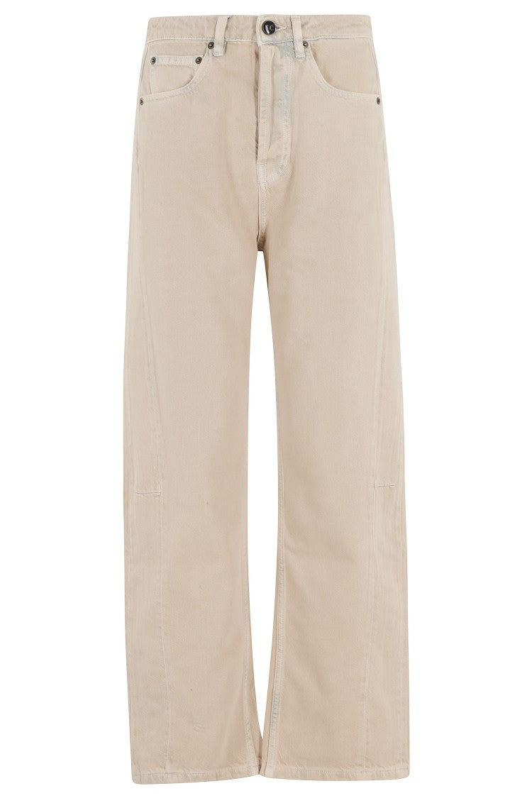 Semi Couture Beige Britney Five-Pocket Button-Closure Cotton Jeans